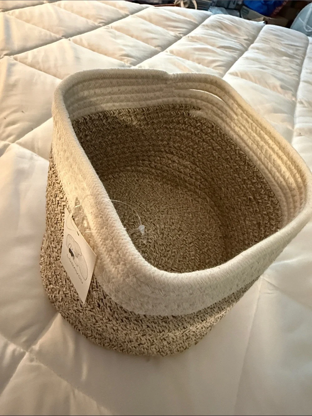 Natural and Cream Woven Storage Basket